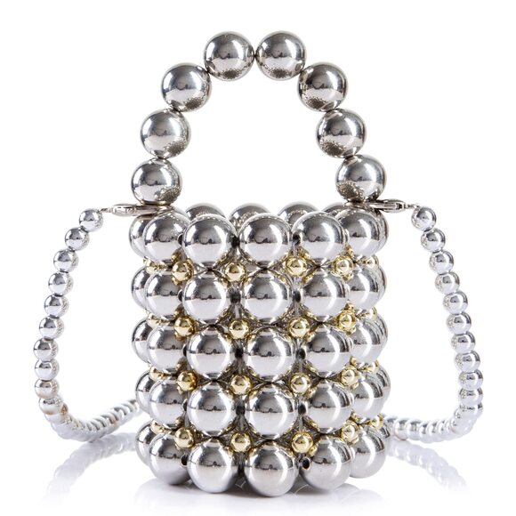 Handbags - 9826 Beaded Evening Bucket Bag Small Lipstick Handbag with Detachable Chain